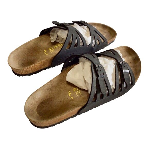 Black BIRKENSTOCK Granada Adjustable Buckle Slip On Sandal Sz 41 10 - Picture 5 of 11